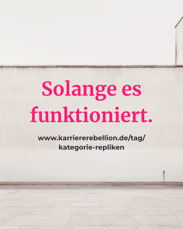 Minimalistische Architektur als Symbol für die Kategorie Repliken, hier die Replik: Solange es funktioniert.